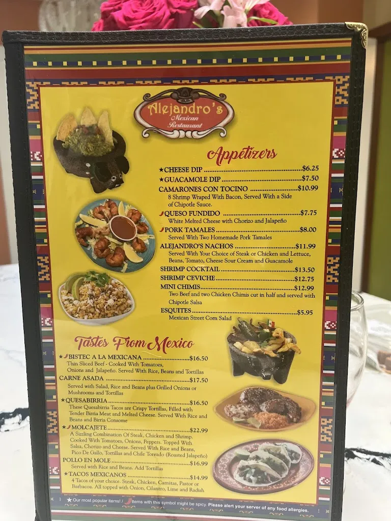 Menu_Alejandro's_Brooksville, FL_image_old_1