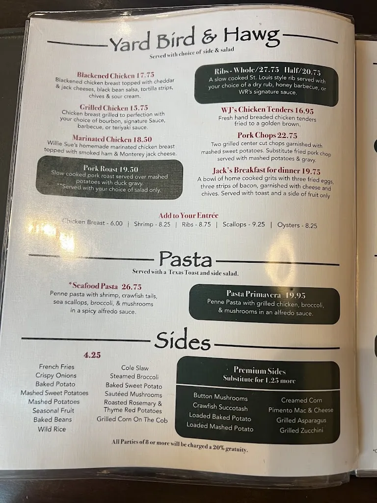 Menu_Willie Sue's. Sumter,S.C._Sumter, SC_image_old_3