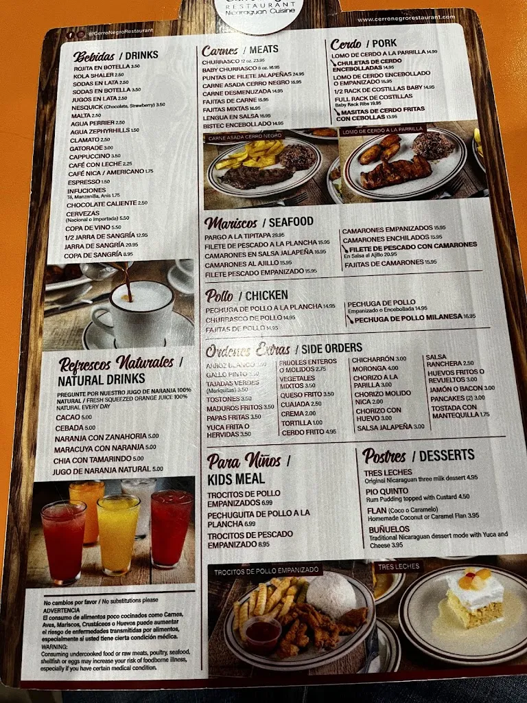 Menu_Cerro Negro Restaurant_Miami, FL_image_old_1