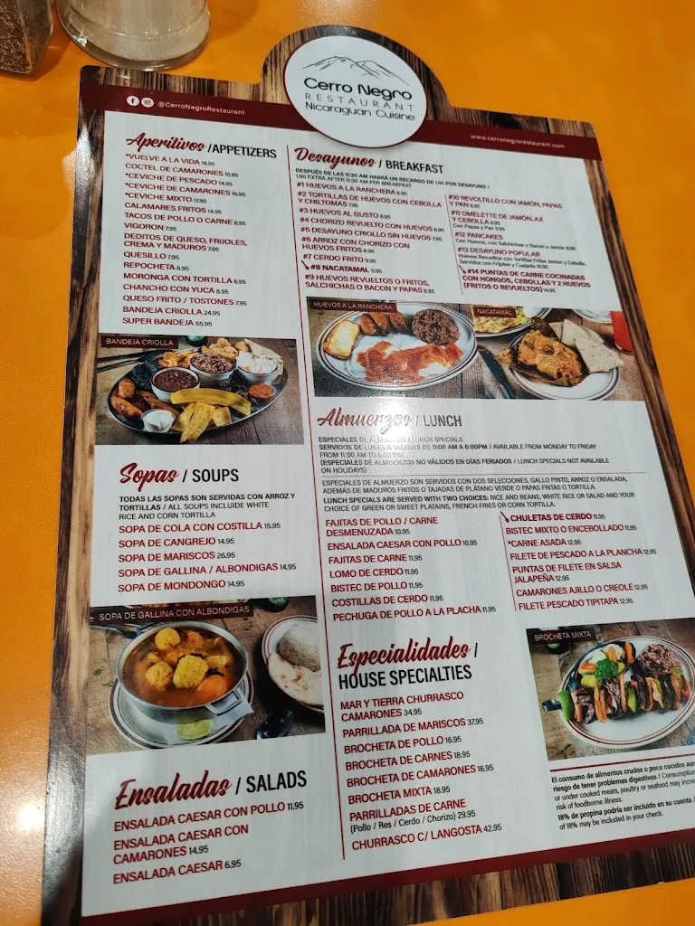 Menu_Cerro Negro Restaurant_Miami, FL_image_old_3