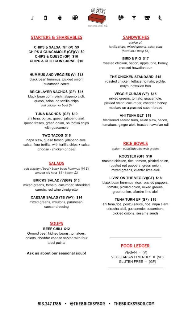 Menu_The Bricks_Tampa, FL_image_old_1