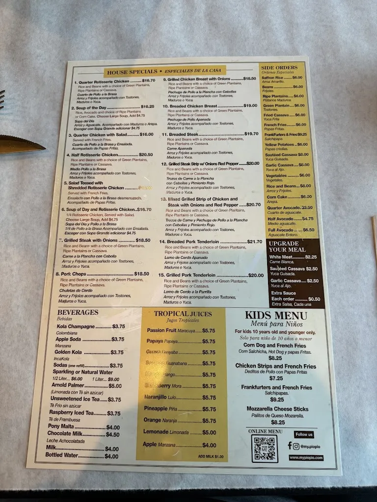 Menu_Pio Pio Restaurant_Orlando, FL_image_old_3