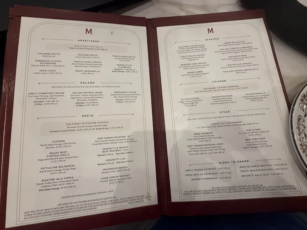 Menu_Maggiano's Little Italy_Orlando, FL_image_old_2