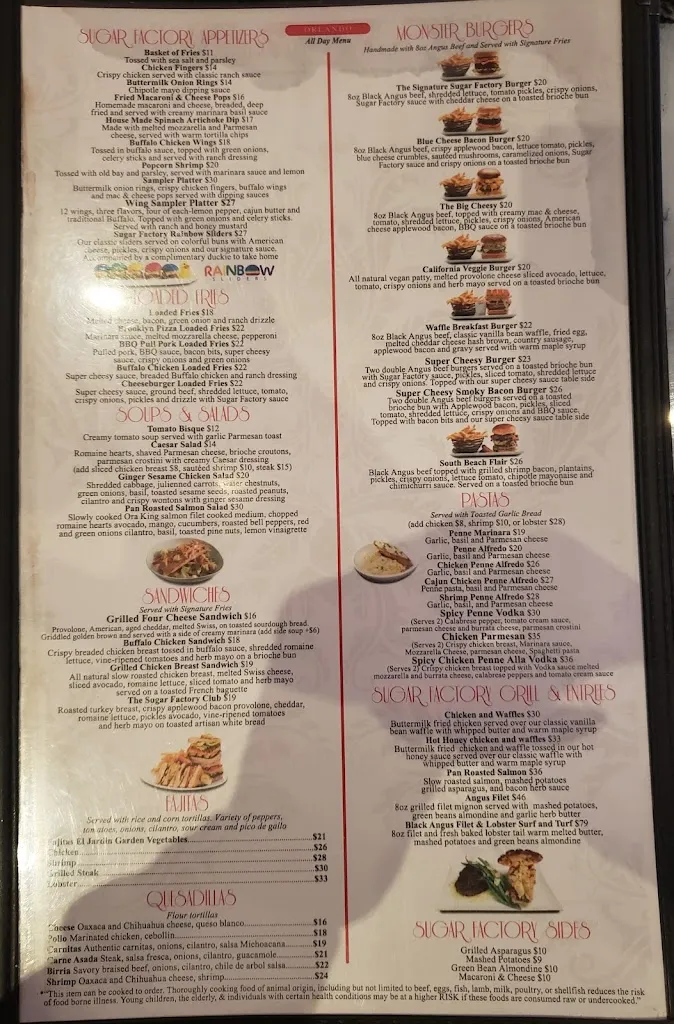 Menu_Sugar Factory - Orlando_Orlando, FL_image_old_1