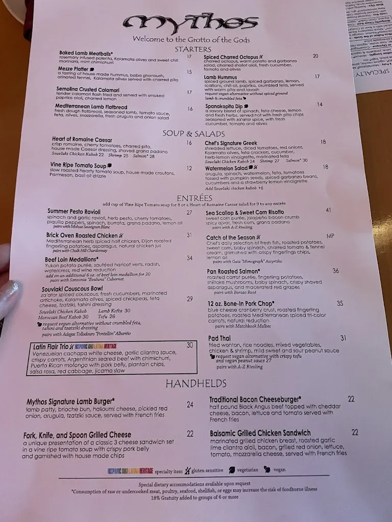 Menu_Mythos Restaurant_Orlando, FL_image_old_3