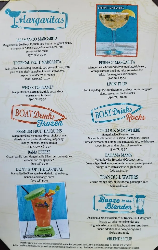 Menu_Jimmy Buffett's Margaritaville_Orlando, FL_image_old_2