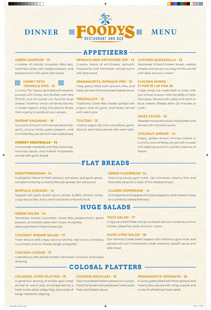 Menu_Foodys Restaurant_Tampa, FL_image_old_1