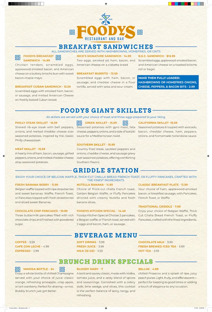 Menu_Foodys Restaurant_Tampa, FL_image_old_2