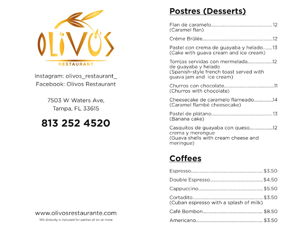 Menu_Olivos Mediterranean Restaurant_Tampa, FL_image_old_2