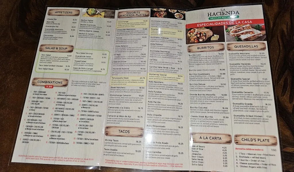 Menu_La Hacienda Mexicana_Tampa, FL_image_old_1