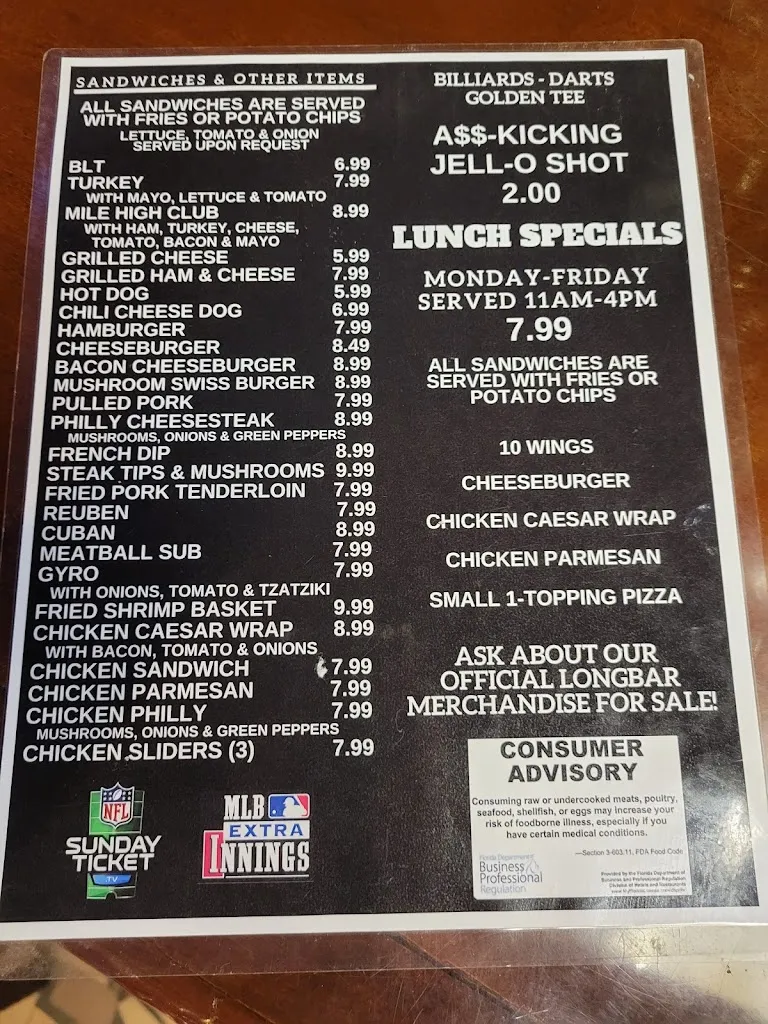Menu_The Long Bar Pub & Grill_Tampa, FL_image_old_1