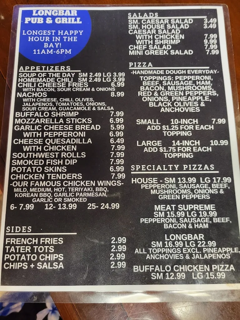 Menu_The Long Bar Pub & Grill_Tampa, FL_image_old_2