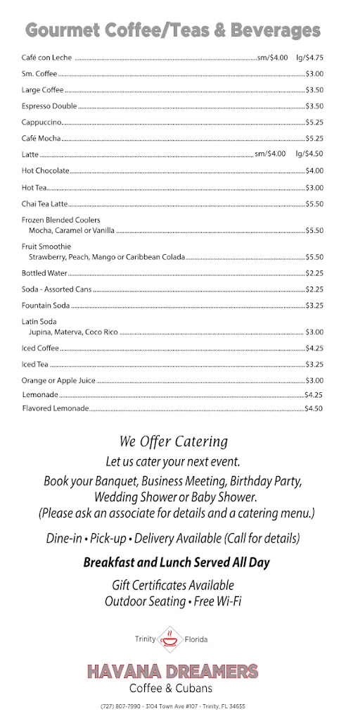Menu_Havana Dreamers Cafe_New Port Richey, FL_image_old_2
