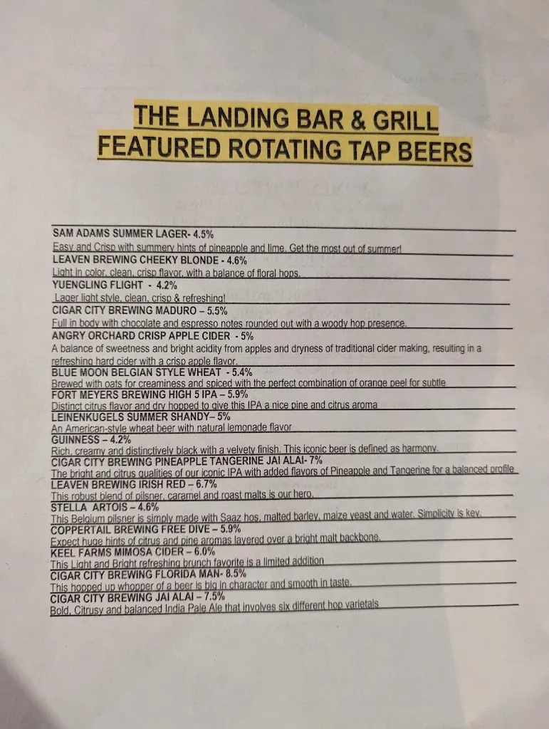 Menu_The Landing Bar & Grill_Valrico, FL_image_old_2