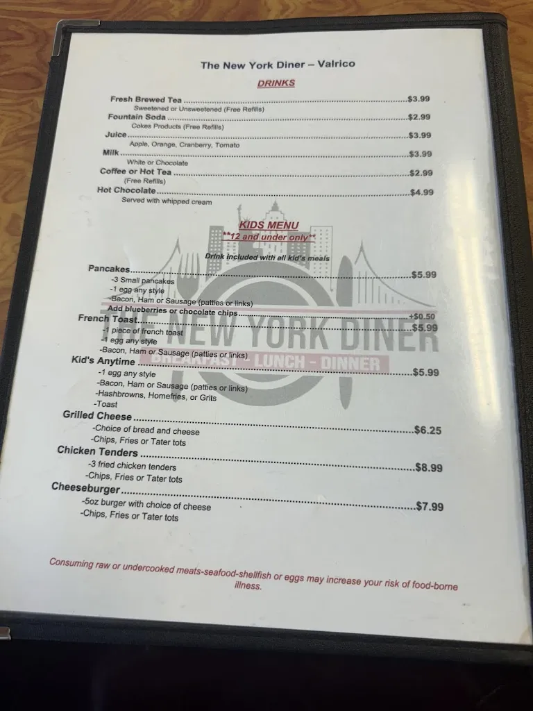 Menu_The New York Diner- Valrico_Valrico, FL_image_old_2