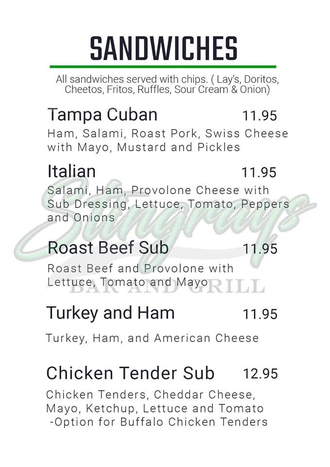 Menu_Stingray's Bar Grill & Arcade_Valrico, FL_image_old_2