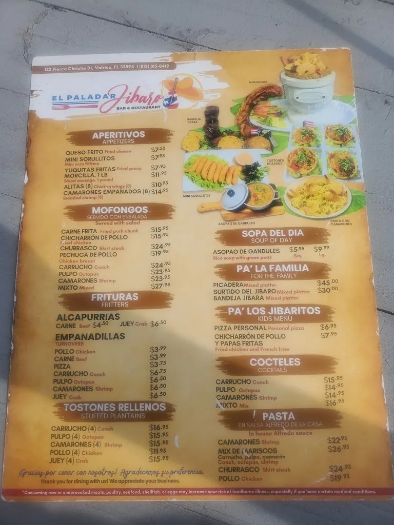 Menu_El Rico Frappé Latino El paladar Jibaro_Valrico, FL_image_old_3