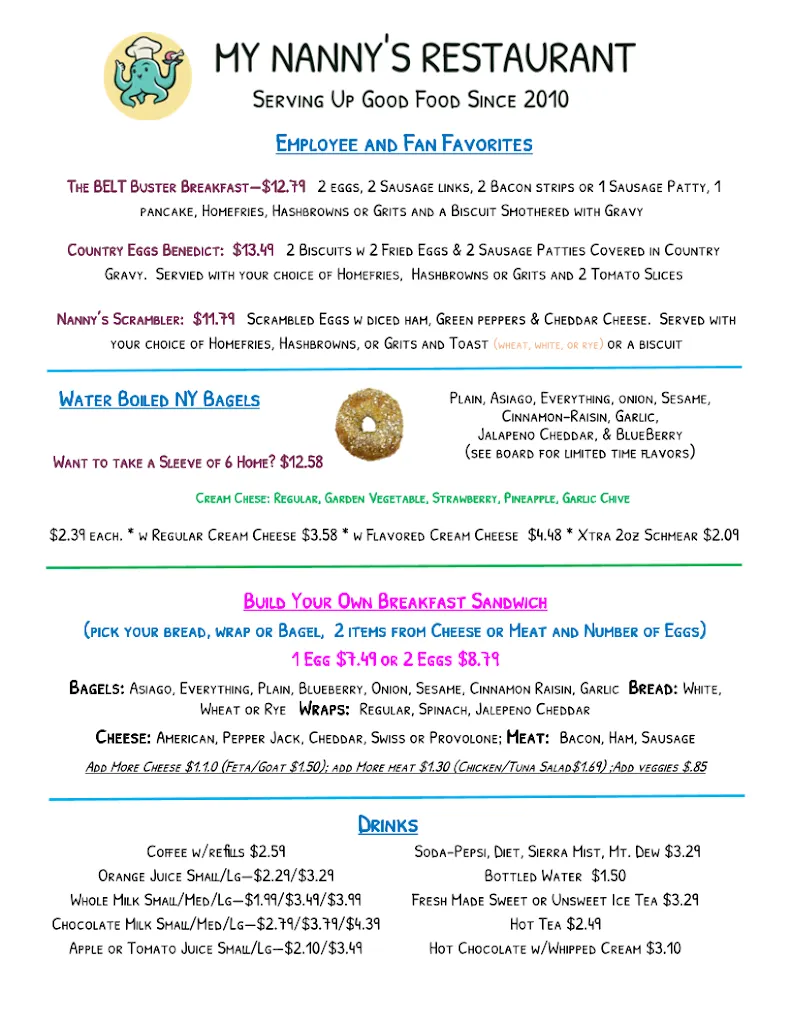 Menu_My Nanny's Restaurant_Spring Hill, FL_image_old_1