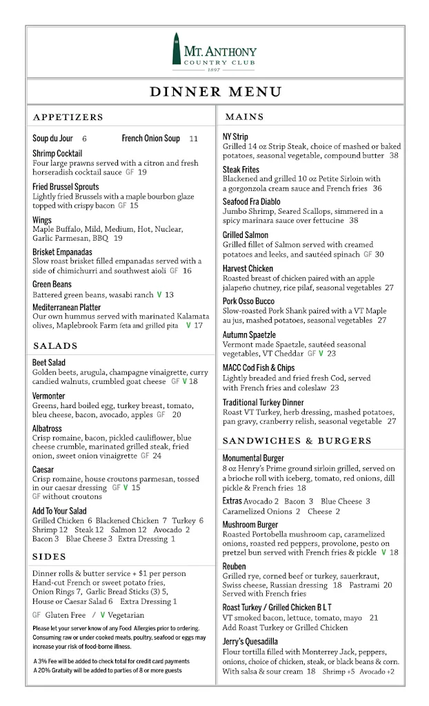 The Grille at Mount Anthony Country Club ristorante a Bennington, VT
