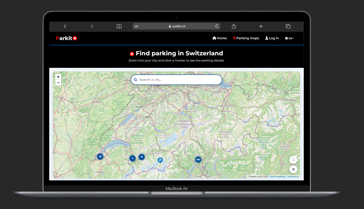 Parkito Switzerland parking map